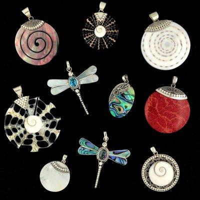 Sterling silver stone and shell jewelry from Bali.