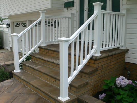 Brick Stoops and railing done by Mingrinos Reliable Contracting Inc. We do all types of interior and exterior work and design.