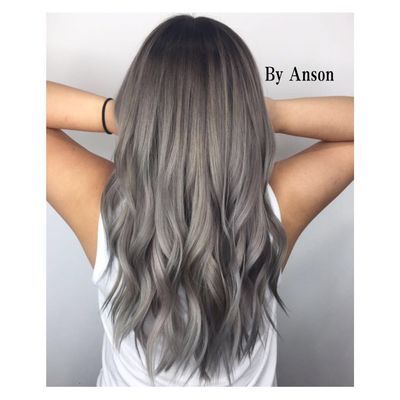 Balayage with ash gray undertones done by Anson