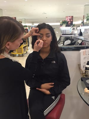 My teen getting her makeup done @Stony Point Fashion Park