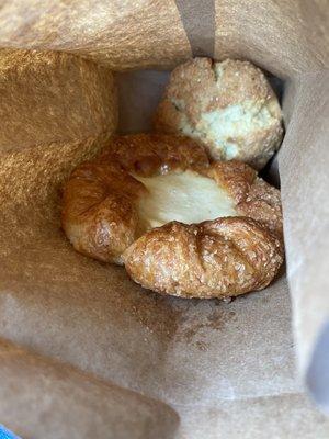 Cheese danish and butter scone