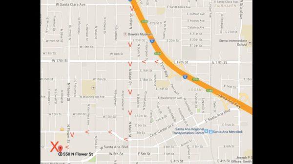 Map 5 fwy to Orange County Main Jail IRC. Chad Conley Bail Bonds 855-223-2423