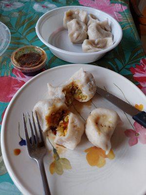 The steamed vegetable dumplings. They are a guilty pleasure.