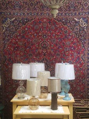 Floor and table lamps along with a great selection of vintage and antique authentic Persian rugs.