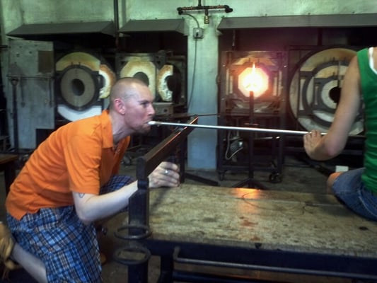 blowing glass