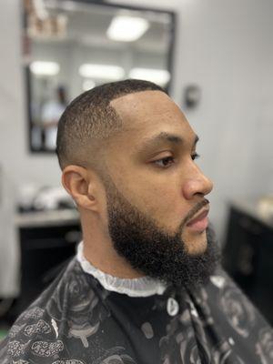 Skin fade and beard line up