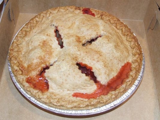 strawberry rhubarb pie, still warm