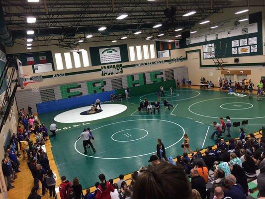 Gym during wrestling tournament