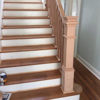 Oak handrail installation