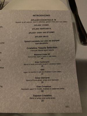 Cocktail menu