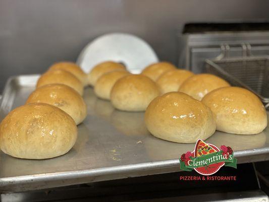 Homemade, Fresh Out-of-the-Oven.... your Hamburger Rolls await at www.ClementinasPizza.com