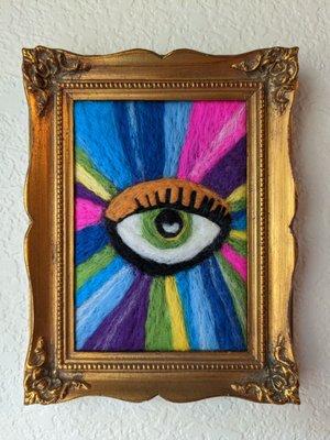 Original framed wool painting by Woven Goods Studio.