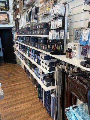 Good selection of ties and belts