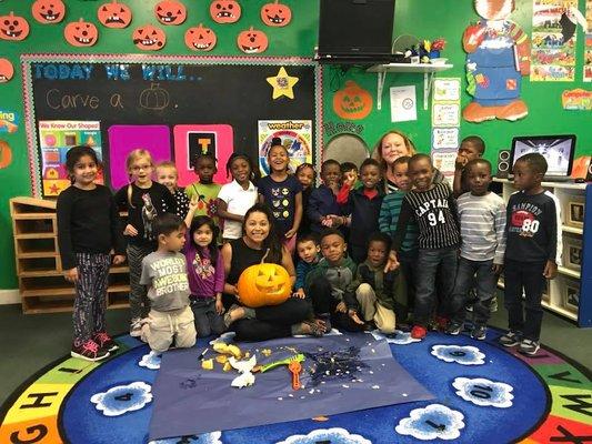 Pumpkin Carving in Pre-K!