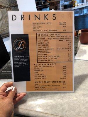 Drink menu