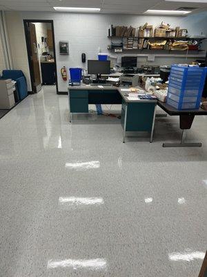 Floors waxed at Library