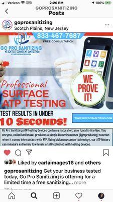 Certified CDC ATP Testing shows levels of Micro Organism pre & post application