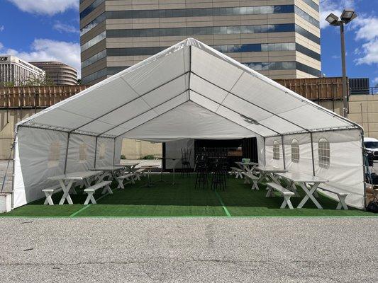 30ft Wide large tent for Long Beach event.