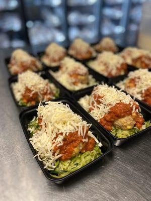 Spaghetti Zoodles with Italian Sausage Meatballs!