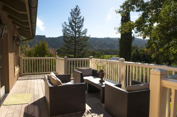 A view from one of the patios overlooking Napa Valley vineyards.