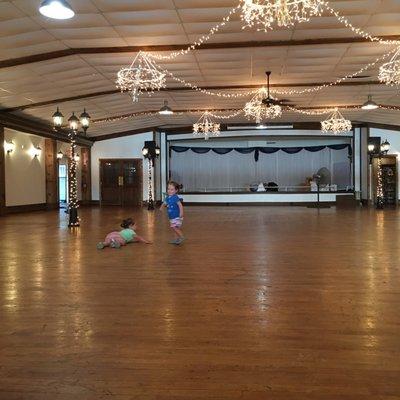 Dance hall with stage and beautiful lighting. They history in this place is amazing!