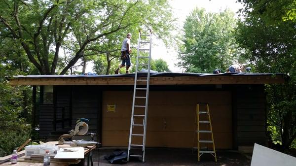 Rubber roof in progress