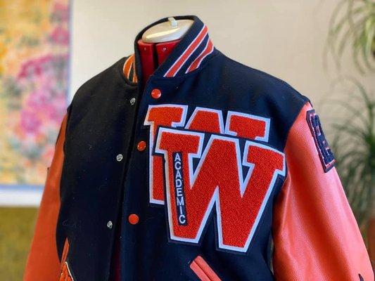 Need your letterman jacket customized? We can help! Our sewing team has decades of experience attaching patches for young athletes.