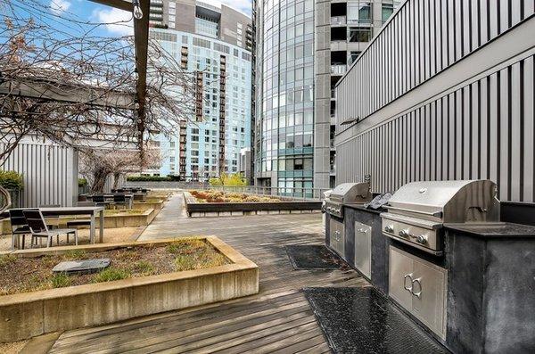 5th floor outdoor area that all residents have access to. Couches are on the deck during the summer months. BBQs available year round