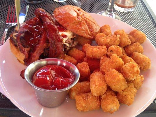 The brunch burger with tater tots