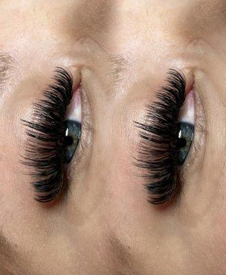 Textured volume lash extensions, can be dramatic like this or soft and natural