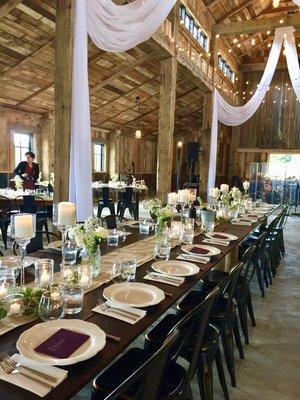 Family style set up for a large head table