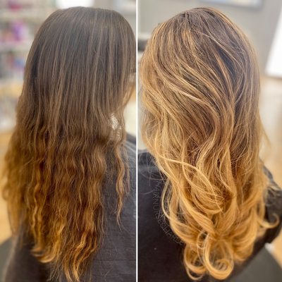 Blonde highlights balayage