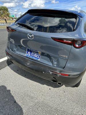 Rear bumper damage to Mazda CX30