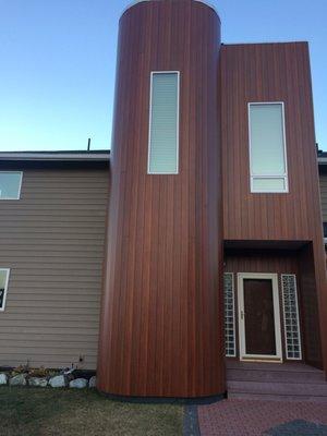 Dark Cherry Longboards Siding and Chestnut Everlast Siding