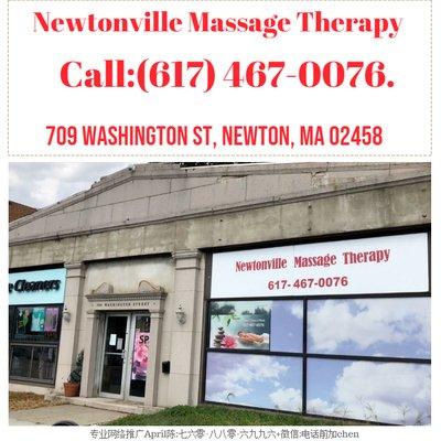 Newtonville Massage Therapy
 Open 7 day 9:00am-10:00pm
Call:(617) 467-0076.