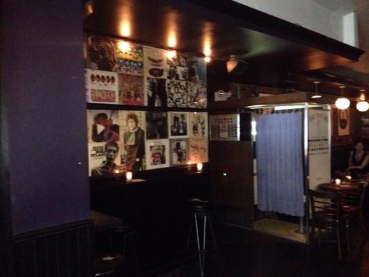 Vintage album covers adorn the walls, plus there's a photo booth!