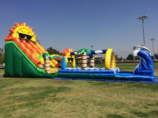 22 feet double slide with slip n slide 66 feet long