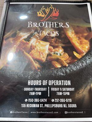 Front of Menu