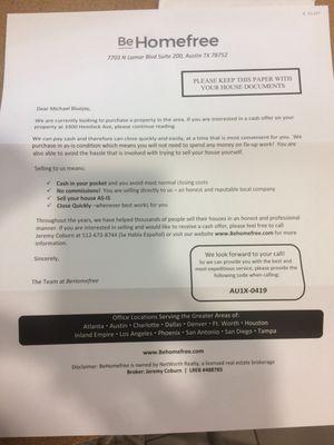 Marketing letter