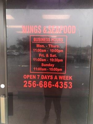 Call us for a take our order or come on in between these times to eat inside our dining room!