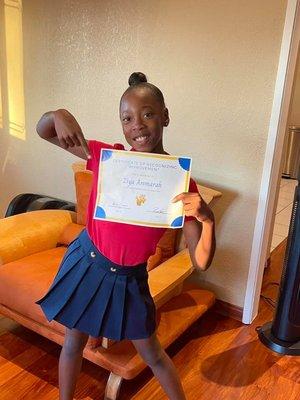 A 4th grade student who attends school in California increase two mastery levels as a result of being in our Early Aspirations Academy.