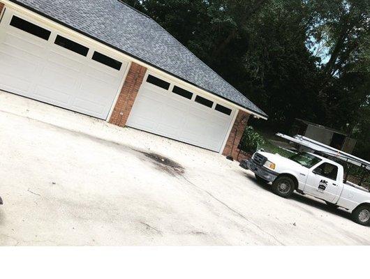 Tinted Glass Two Car Garage Doors