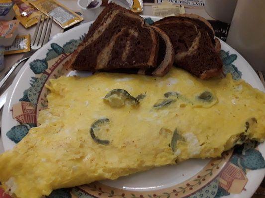 7/26/24. My Swiss and Jalapeno omelet