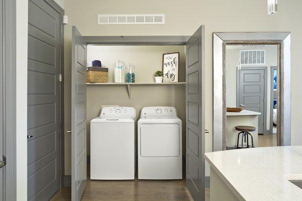 Full-size washer and dryer in every apartment