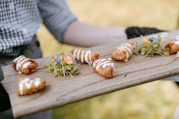 Mini egg roll appetizers.