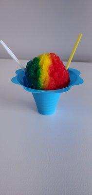 our medium shaved ice. the Rainbow. Good looking, isn't it?