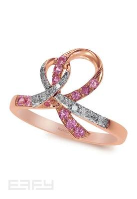 14k Rose Gold Pink Sapphire and Diamond ring by Effy