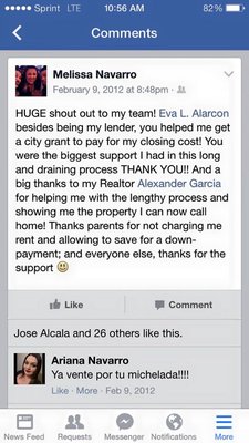 Melissa Navarro - Past Client Raving about their Lender, Eva Alarcon