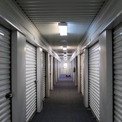 Well-lit and easy to access climate controlled storage units. These units require an additional passcode to enter for added security.