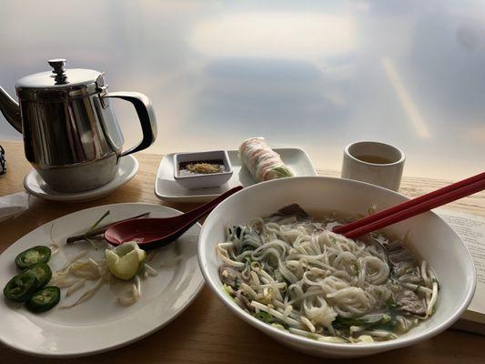 lunch special With Pho Thai, spring roll, and jasmine tea